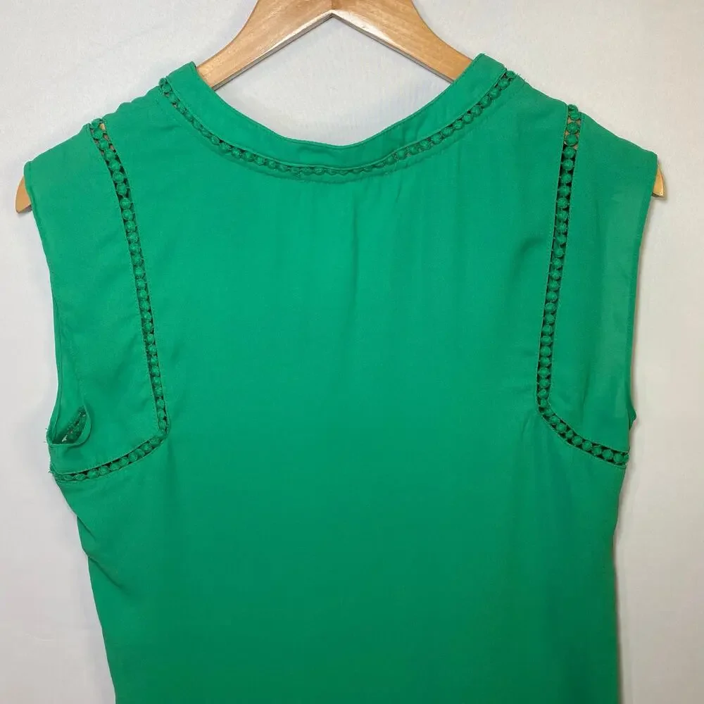 41 Hawthorn Light Green Sleeveless Blouse Embroidered V Neck Small - Picture 13 of 17